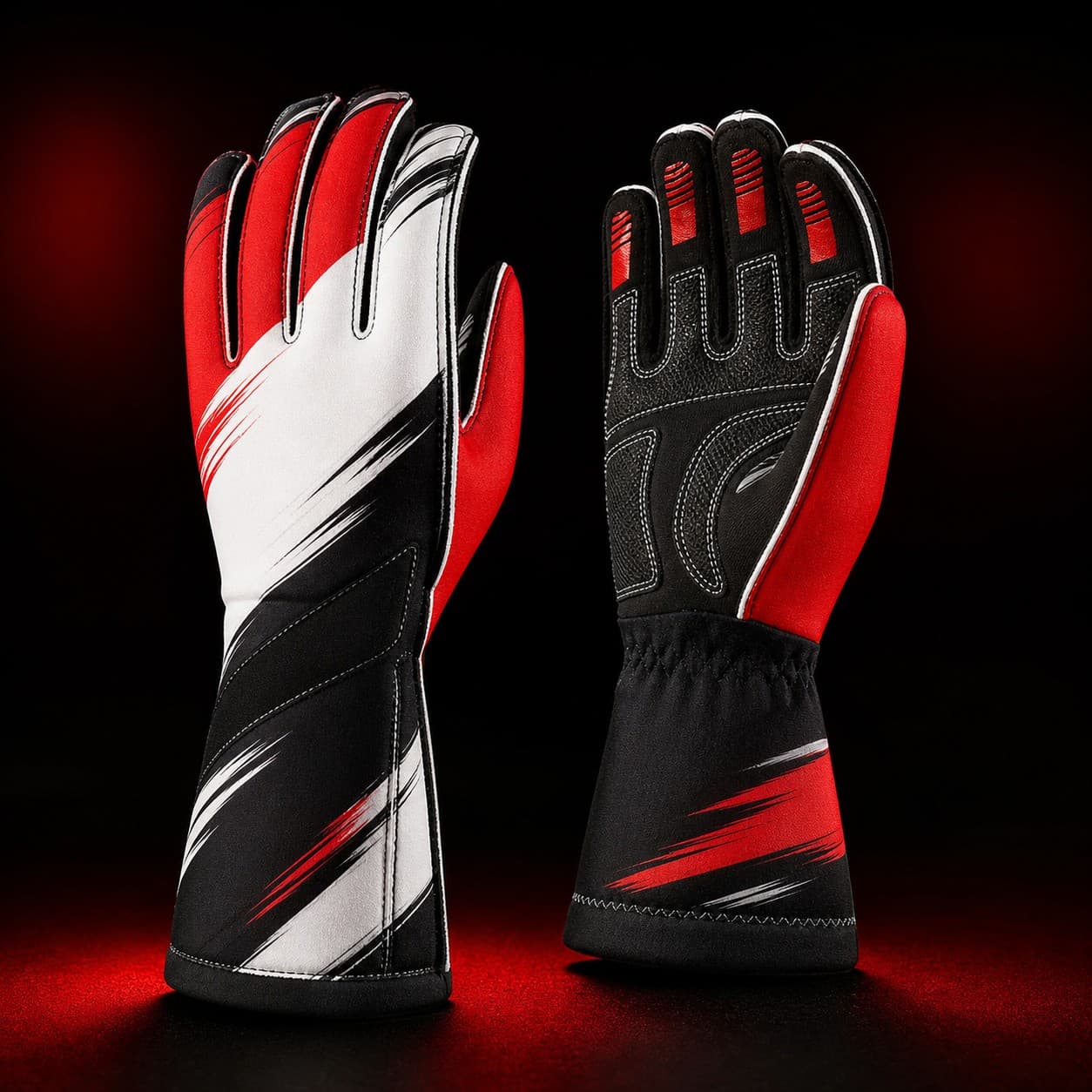 Custom sublimation printed racing gloves by Pro Race Products Intl